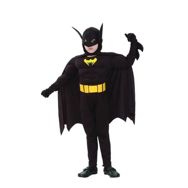Costum carnaval Batman cu muschi pentru copii, 5-7 ani, 110-120 cm