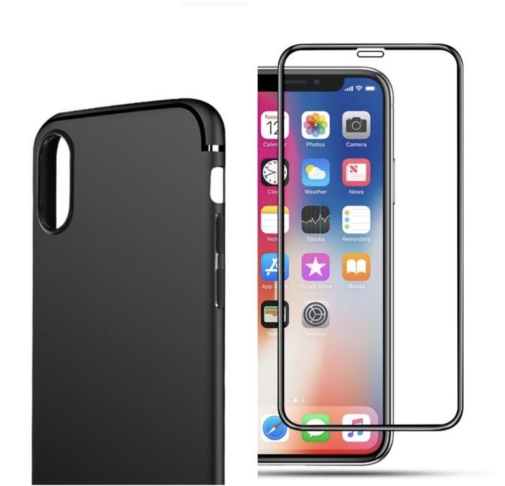 Iphone X XS XR XS MAX Pachet Husa Silicon si Folie Sticla Tempered Gla