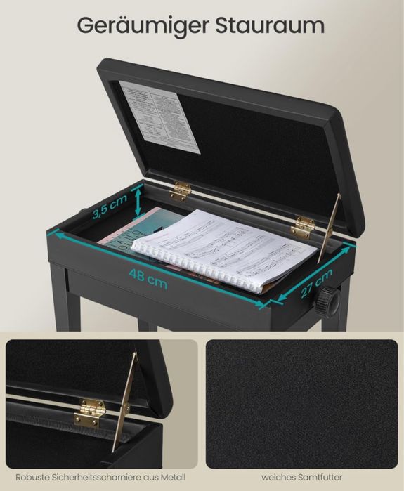 Пейка за пиано с регулируема височина SONGMICS