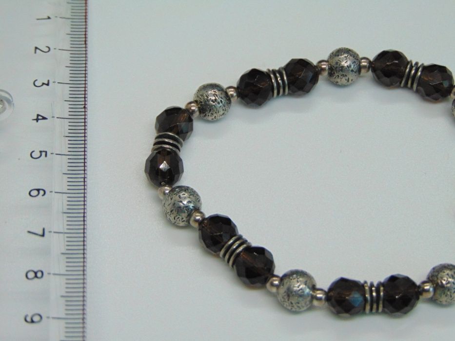 Bratara din argint si quartz fumuriu