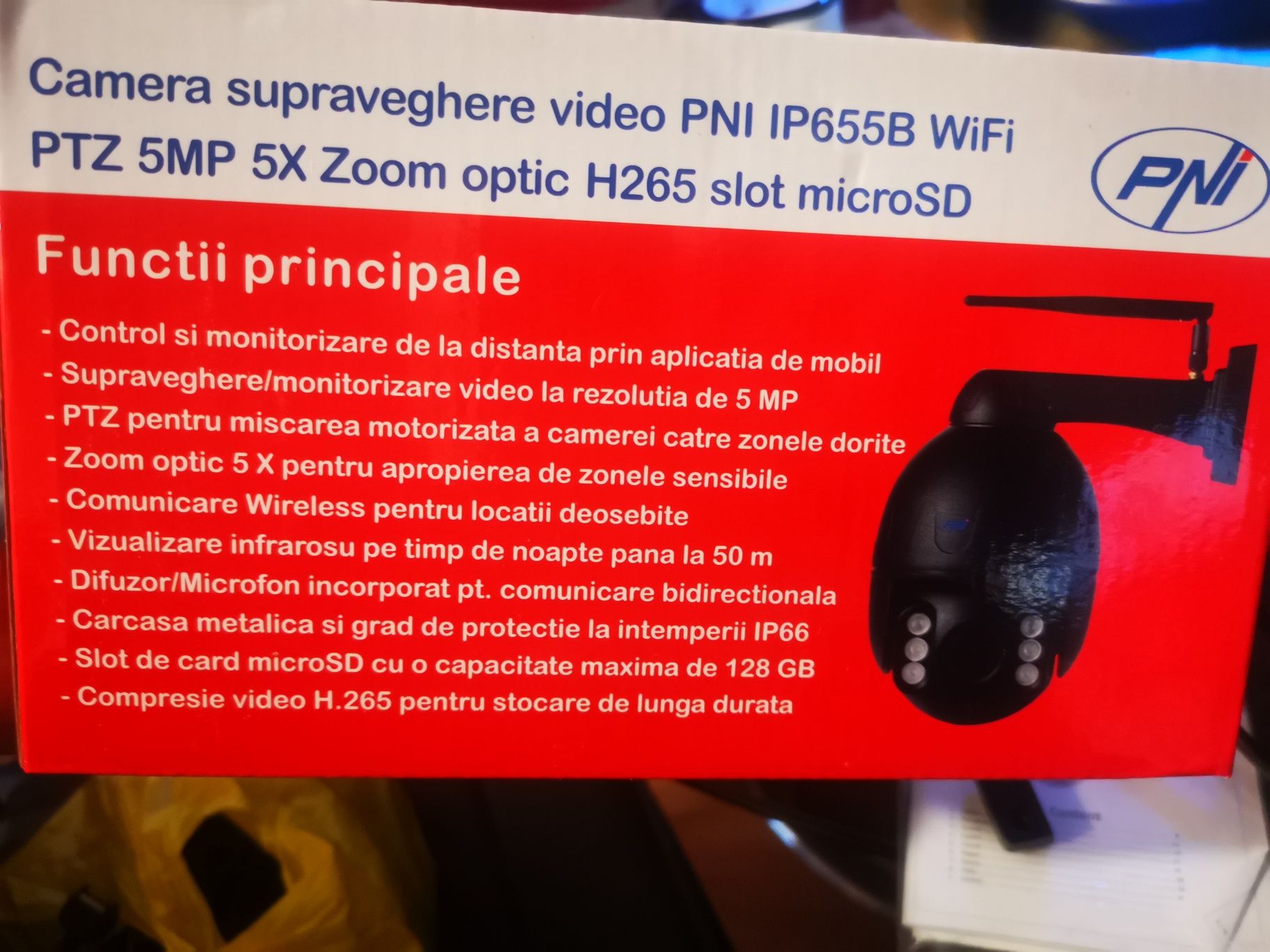 Camera supraveghere video PNI IP655B, 5MP, WiFi, PTZ, 5X Zoom optic, H