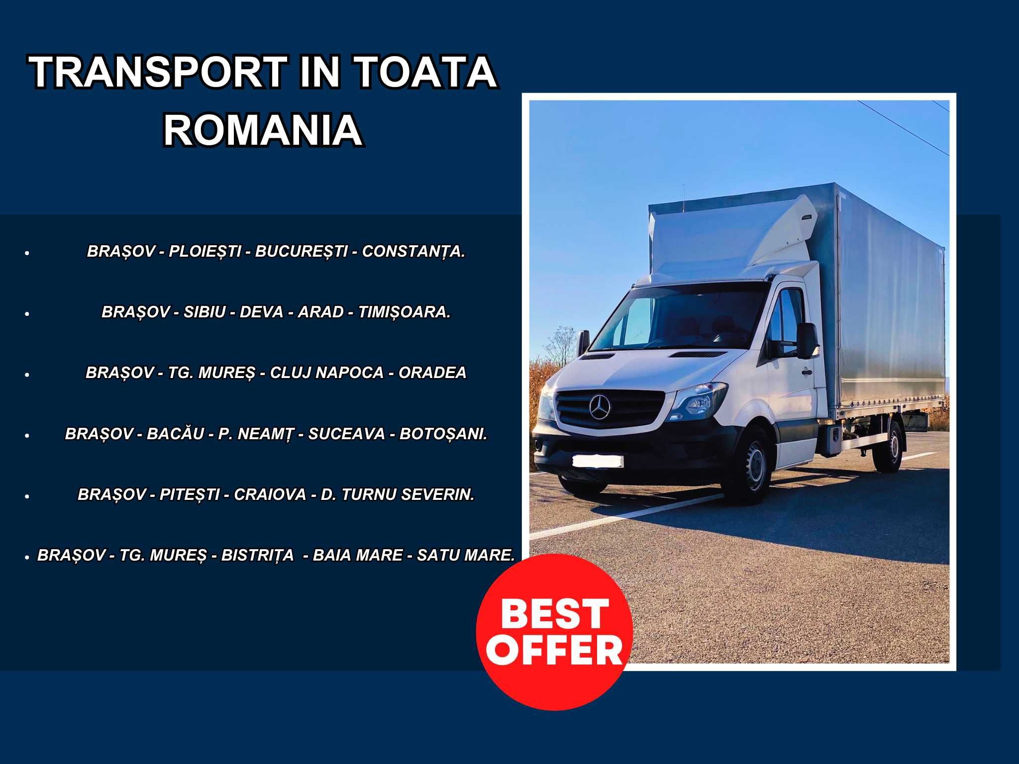 Transport marfa, mobila, electrocasnice, colete ORIUNDE in Romania