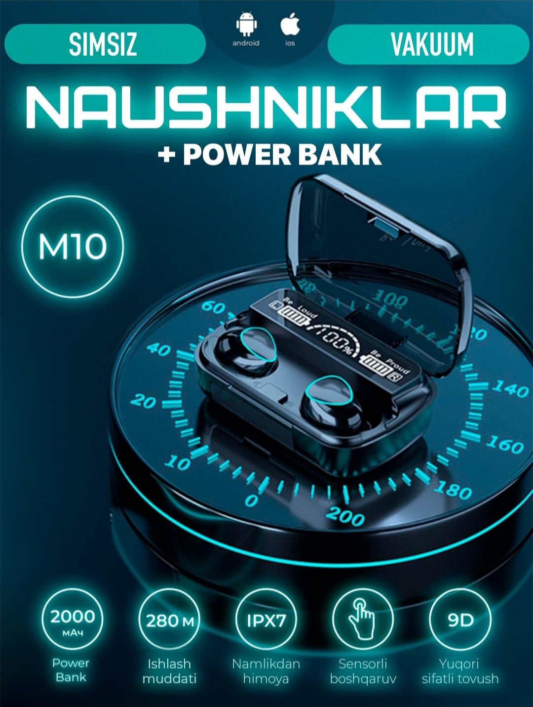 Simsiz minigarnituralar M10 Power
banki 2000 mAh