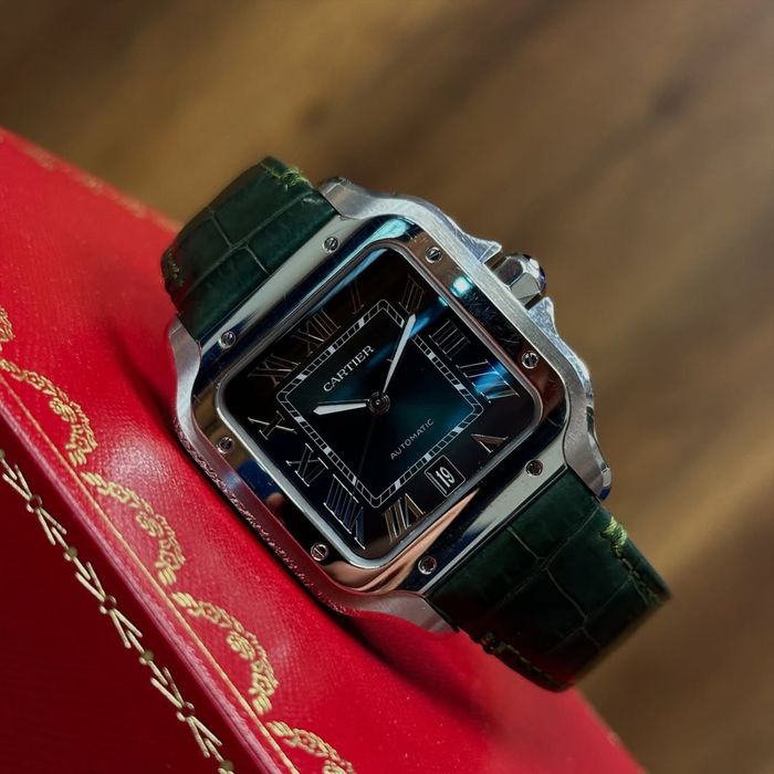 Cartier Santos Medium Green Dial Steel