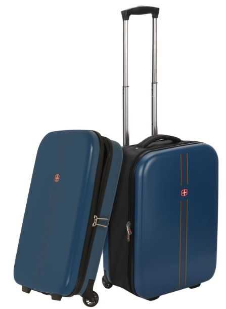 Troler pliabil mare carcasa dura 2 roti 1 lacat maner telescopic BLUE