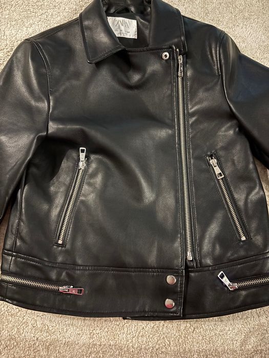 Geaca piele neagră fetiță 11 ani