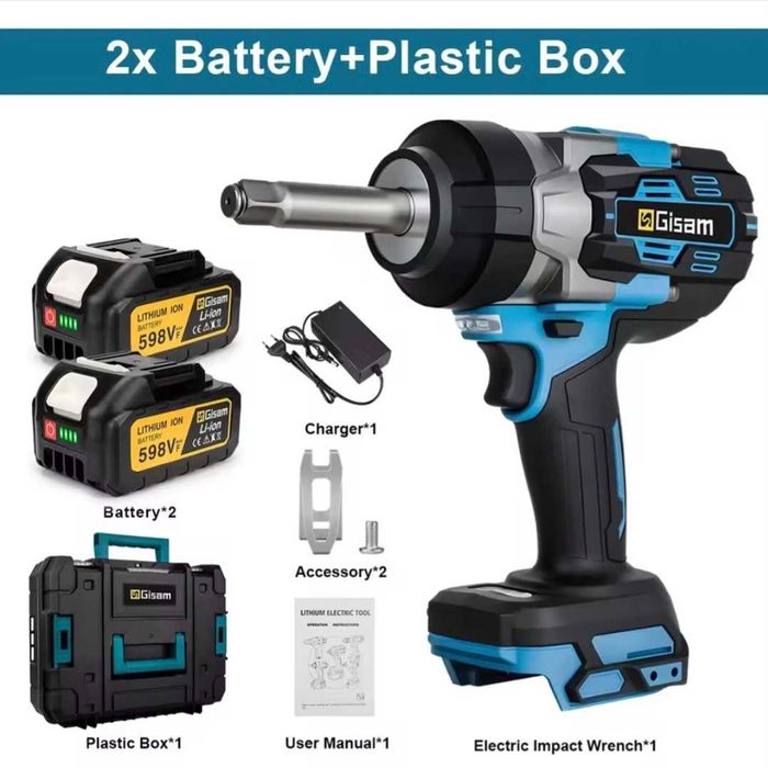 Gisam ударен гайковерт 1/2 инчов 2800N.M  18V две батерии