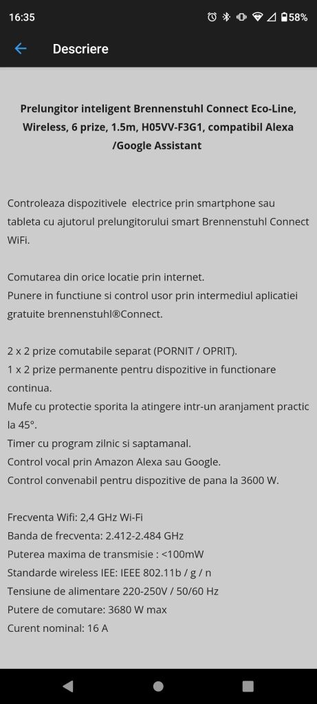 Prelungitor SMART cu Wi-Fi, 6 prize Brennenstuhl Connect model WS EL01