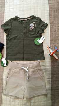 2 Seturi tricou cu pantaloni scurți, m 68(3_6luni), C&A bumbac bio