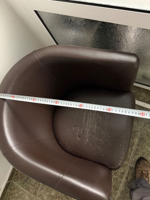 Кафяв фотьойл с табуретка 3 броя