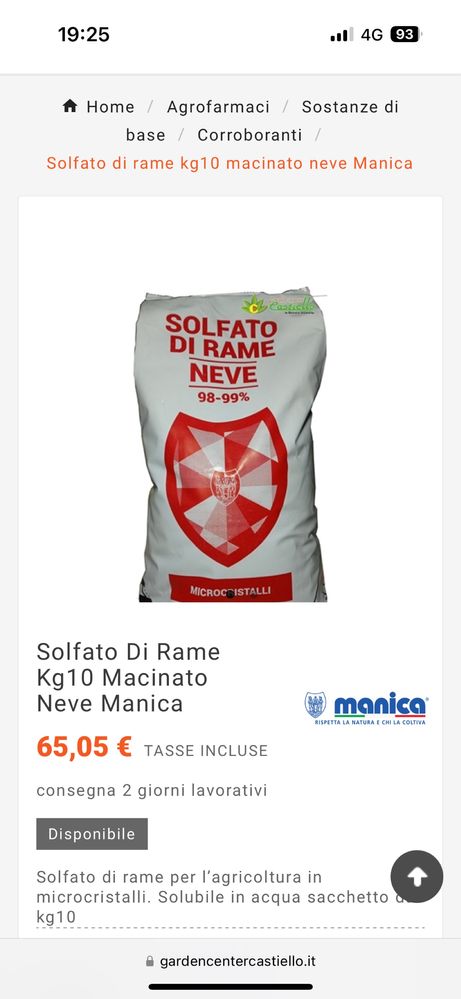 Sulfat de cupru/ Piatra vanata produs de Manica Italy