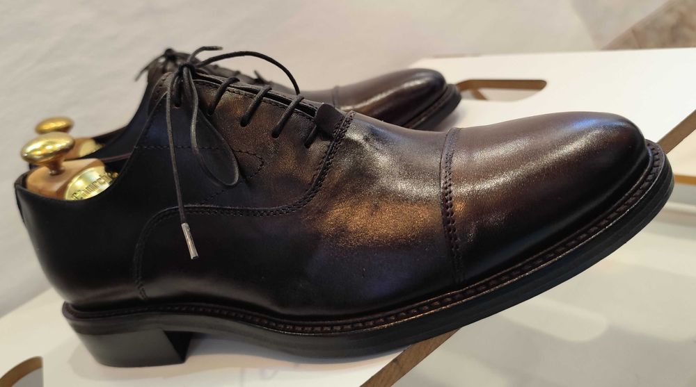 Pantofi oxford 39 39.5 cap toe Old Signature NOI piele naturala maro