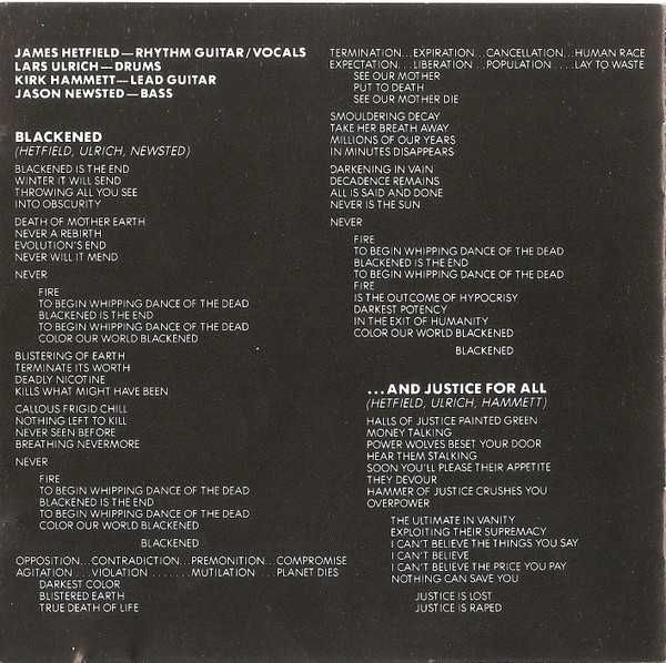 CD Metallica - ...And Justice For All 1988
