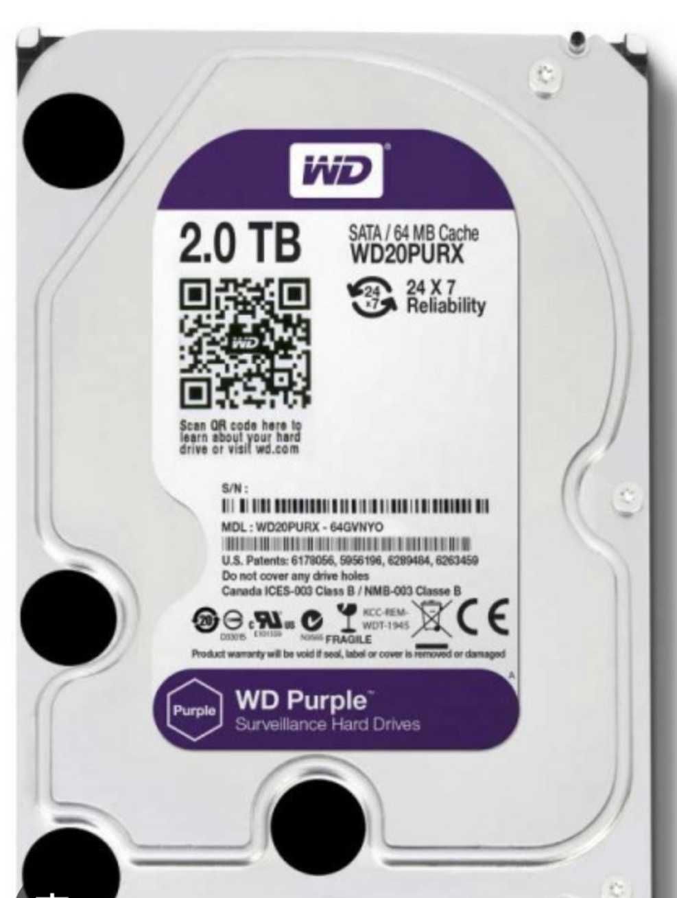 Жёсткий диск 2 гб western union puple спец. для видеонаблюдения
