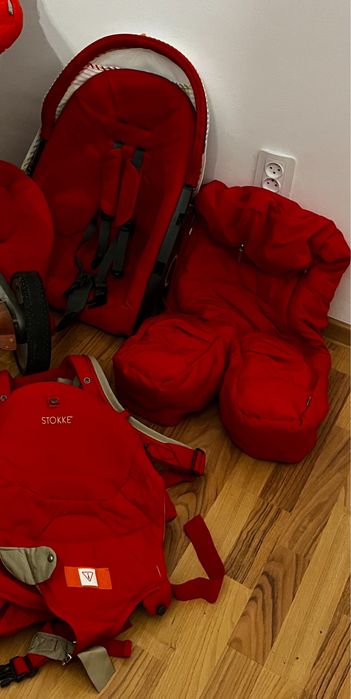 Carucior Stokke sport landou kit vara marsupiu scoica stare foarte bun
