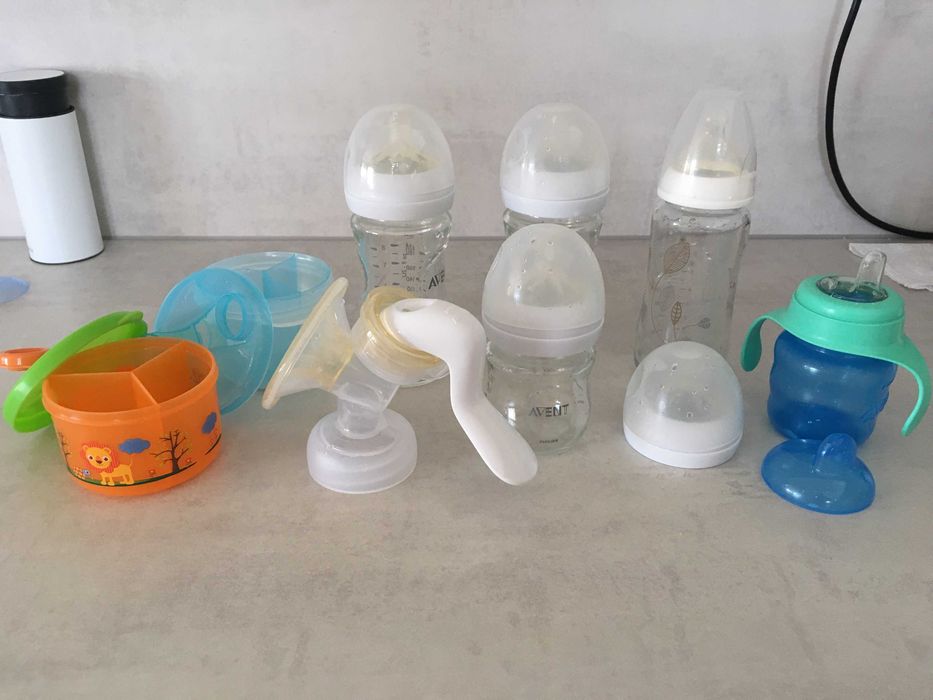 Комплект за новородено - Шишета стъкло, ръчна помпа, стерилизатор