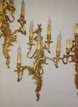 Set: 4 aplice cu 1 candelabru  bronz masiv aurit