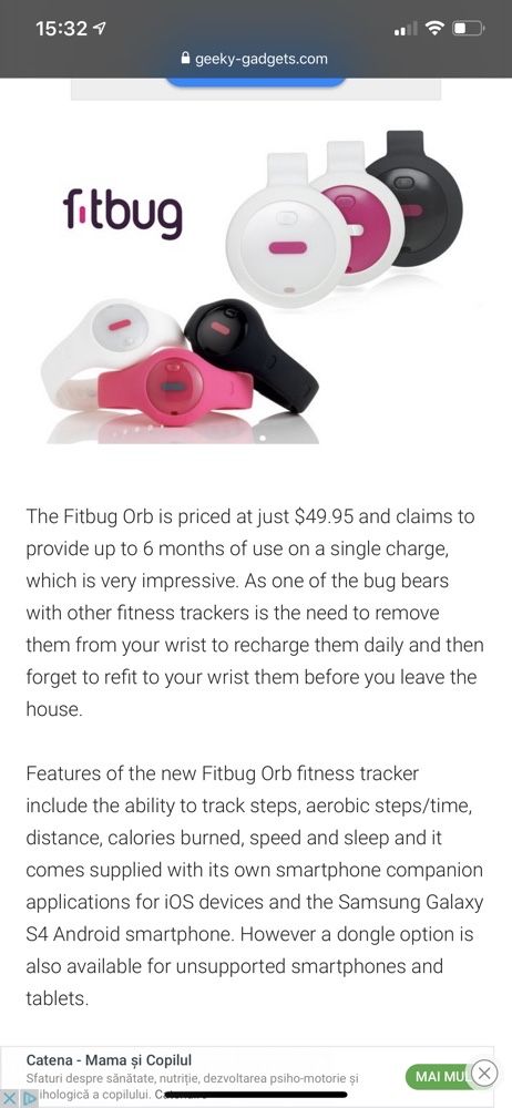 FitBug Orb Fitness Tracker (iOS/Android)