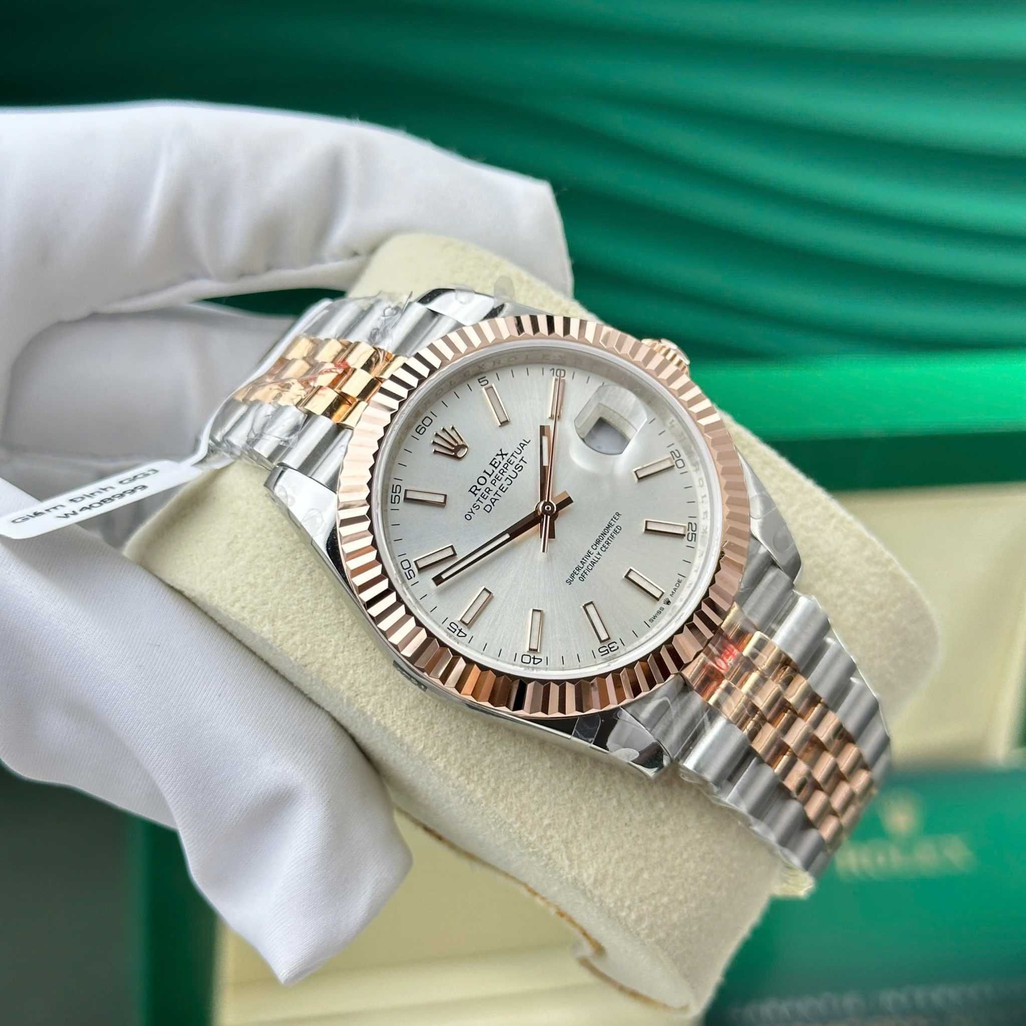 Rolex Datejust 41mm сребро розово злато