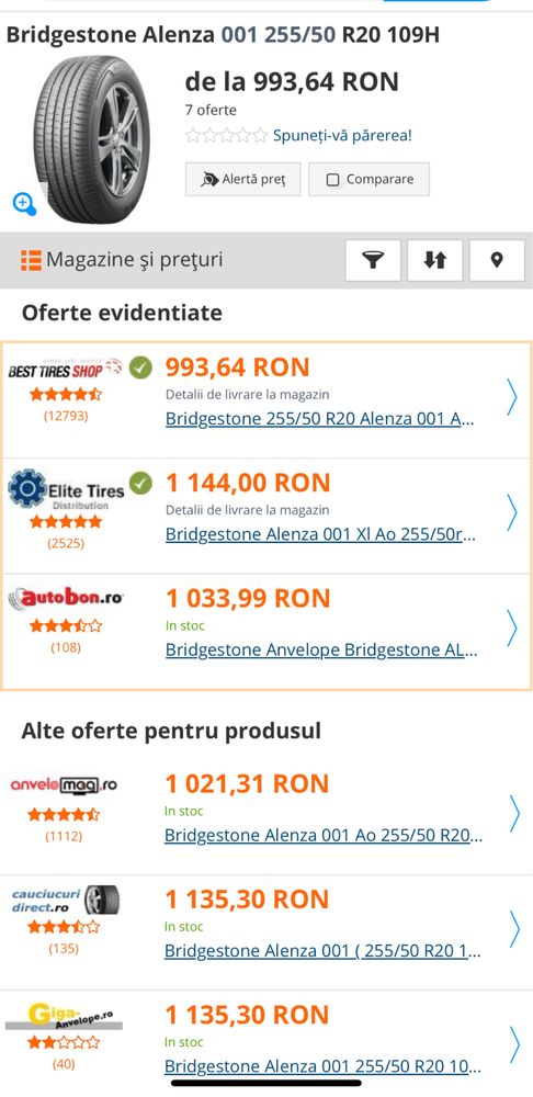 Anvelope vara 255.50.20’ Bridgestone Noi!