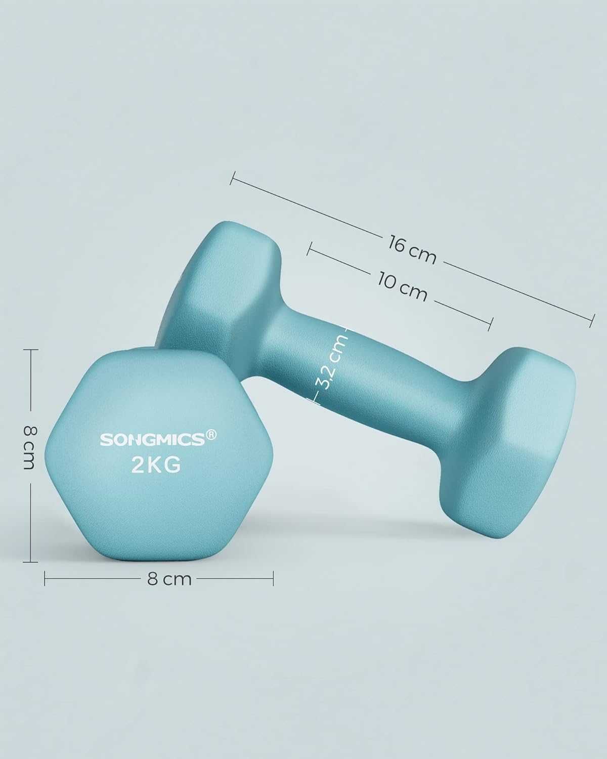 SONGMICS Комплект дъмбели от 2 шестоъгълни гири 2кг