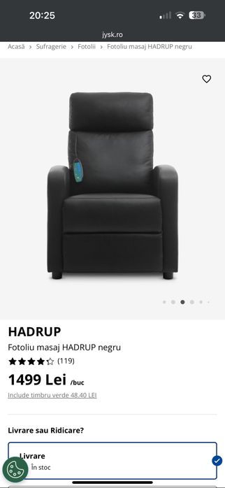 Fotoliu rabatabil cu masaj