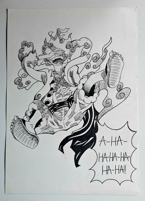 Аниме рисунка на Monkey D Luffy Gear 5 от One Piece