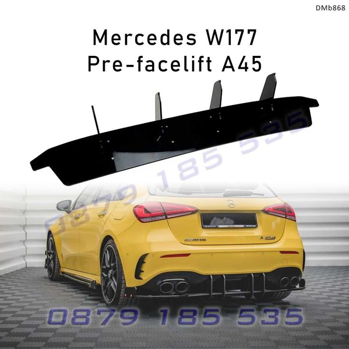 Черен дифузьор задна престилка AMG стил Mercedes A W177 A35 мерцедес