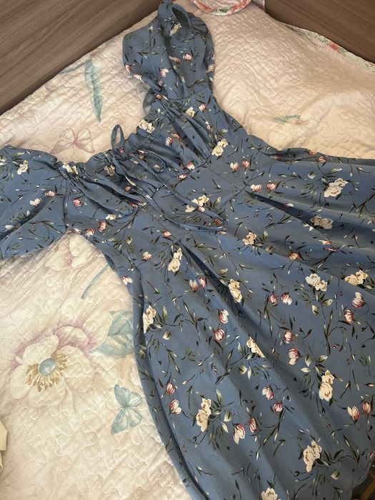 Синее летнее платье