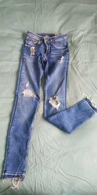 Blugi rupți H&M talie joasa super skinny XXS XS