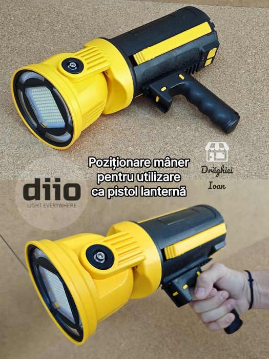 Proiector lanterna ALLinONE 117 LED alb, 44 led strobo si LED COB