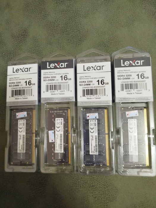 Новые! Для моноблока/ноутбука Lexar DDR4 16GB 3200Mhz SODIMM. 4шт есть