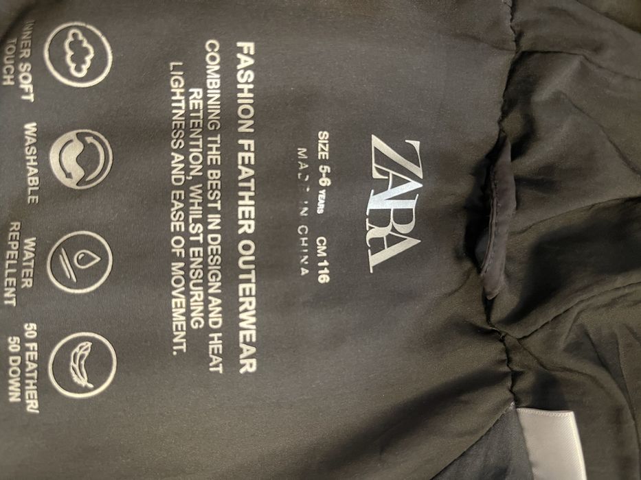 Детско зимно яке Zara с пух за 5-6 г