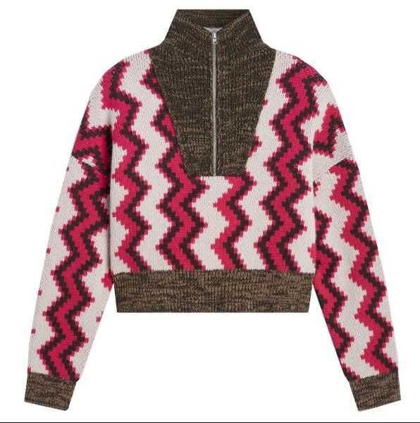 Pulover gros pe gat multicolor mix lana alpaca Closed