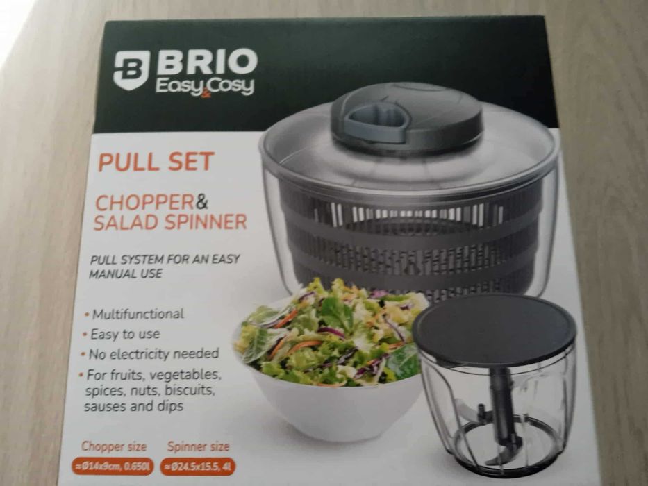 Уред 2в1, центрофуга за салата и ръчен чопър, Easy & Cosy, Brio