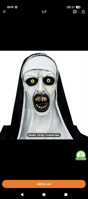 Masca Halloween Nun Călugărita