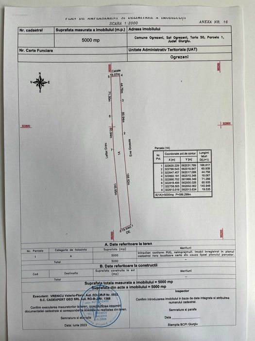 Teren intravilan com. Ogrezeni, jud. Giurgiu la doar 10,5 euro/mp