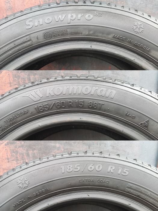 4бр. зимни гуми 185/60/15 Kormoran/Tigar 
dot21
6.6/6.9мм грайфер 
Доб