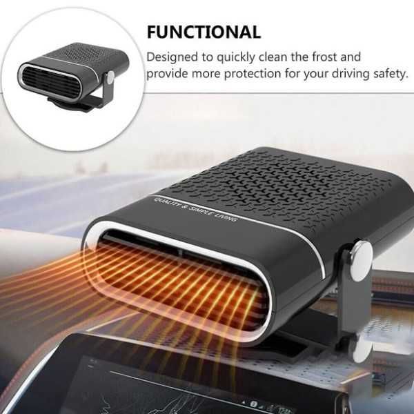 Печка за кола Automat,  Автомобилен нагревател, 12V, 150W, Черен