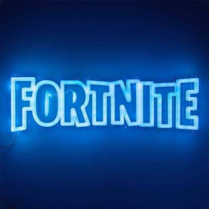 Нова Fortnite неонова LED лампа за стена 40см геймър знак декор синя