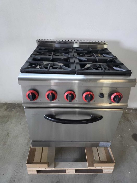 Aragaz profesional cu 4 ochiuri, cuptor,Complet inox ,Factura Garantie