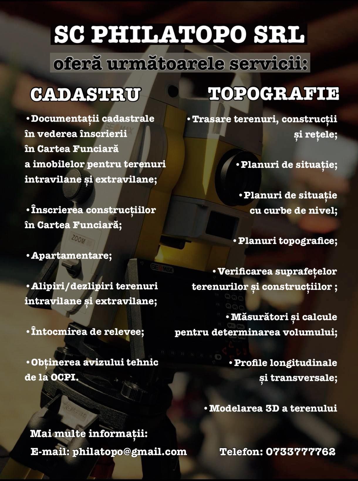 Lucrari, Masuratori Topografice si Cadastrale