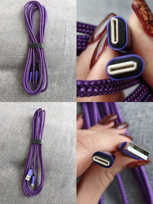 Set 2 cabluri textile USB 3m BASESAILOR pentru PS5, Switch și Xbox –