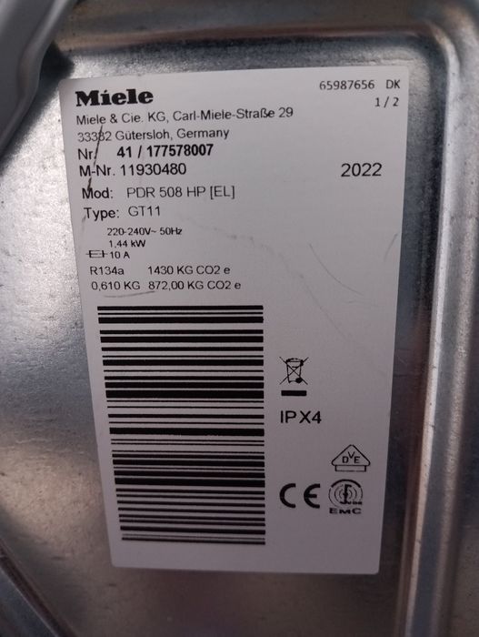 Професионална сушилня с термопомпа Миеле Miele Professional PDR 508HL