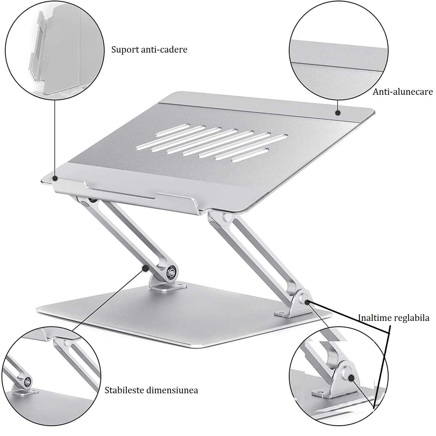 Suport ergonomic universal pentru laptop, reglabil/pliabil,Aluminiu***