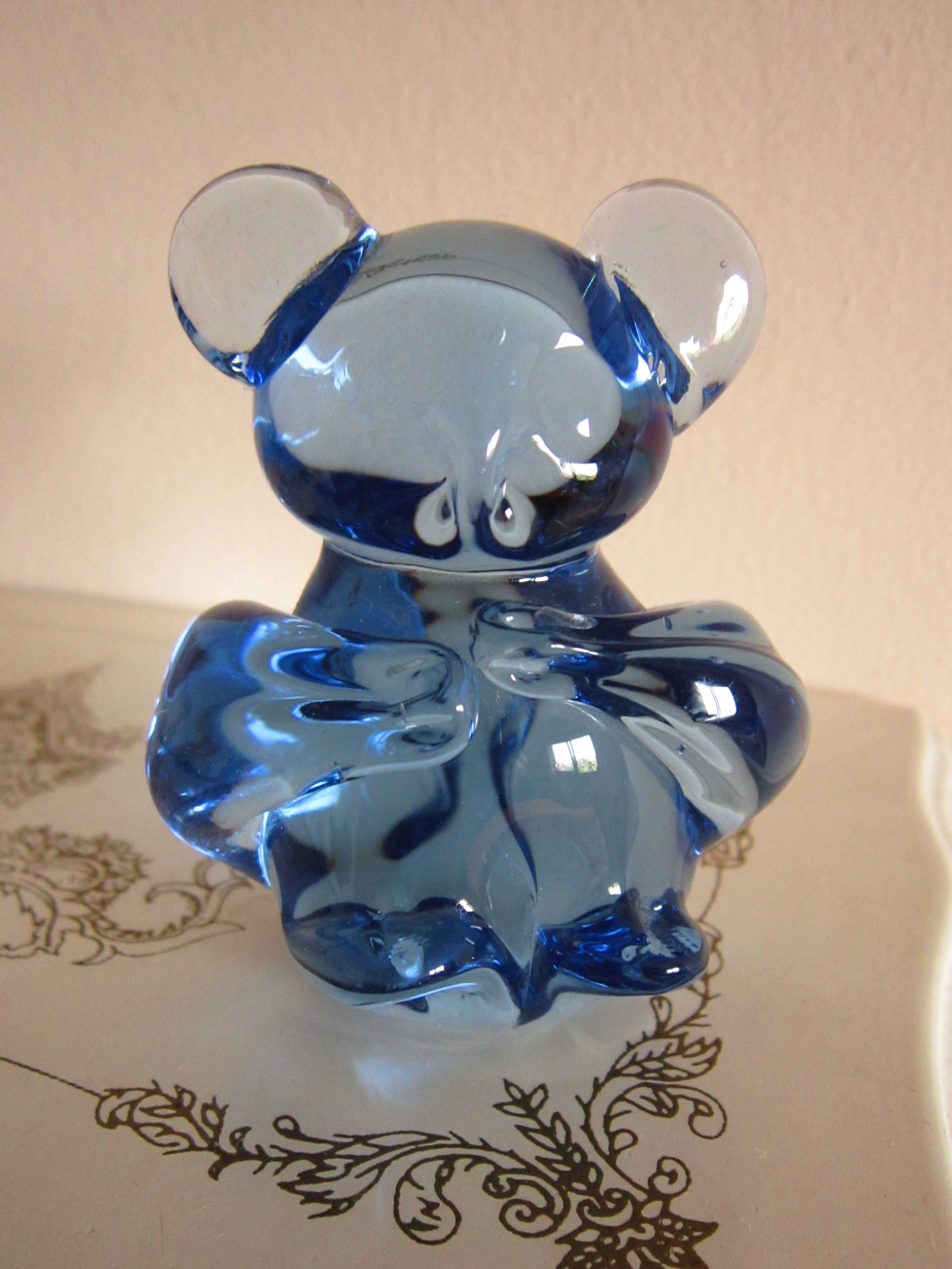 cadou rar sticla Pilgrim albastru cobalt Urs handmade colectie Germany