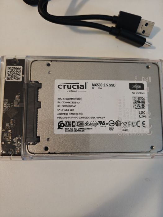 SSD 2.5" SATA III Crucial MX500 2TB 1.92TB USB 3.1 garantie 04.2028