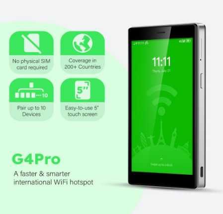 Мобилен рутер GlocalMe G4 Pro, 4G LTE Mobile Hotspot, 5"