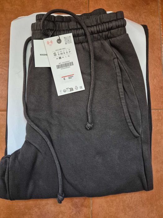 Дамски панталони washed effect ZARA с широки крачоли