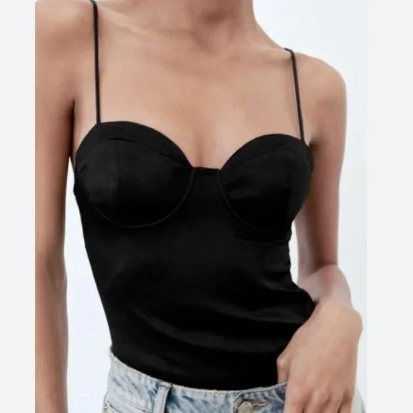Body corset elegant satin Zara rosu, negru sau alb